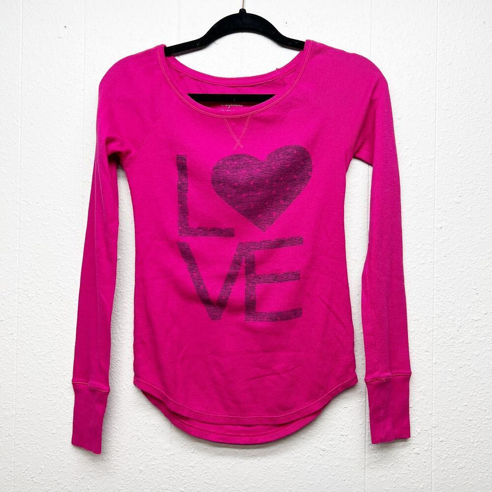 American Eagle Y2K Waffle Knit Thermal Top Womens XS Preppy Grunge Romantic
